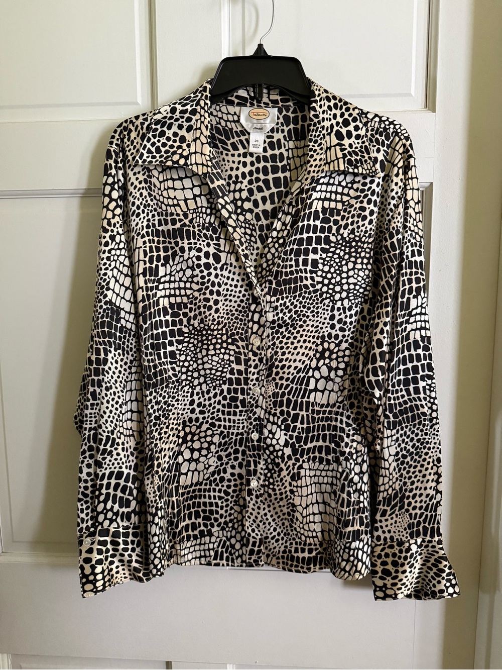 Talbots Black and Cream Croc-Print Blouse
